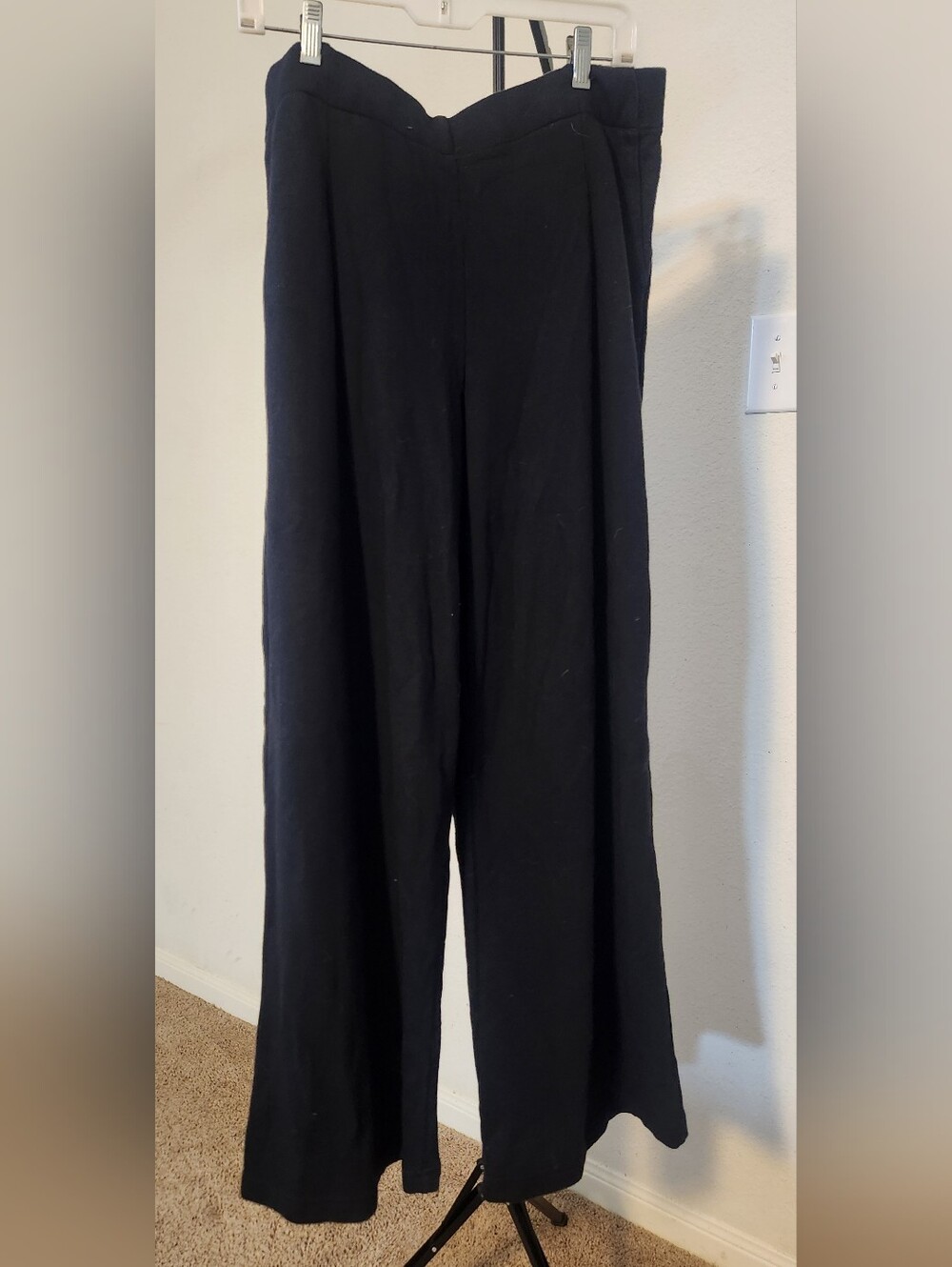 aerie Navy-Black High-Rise Wide-Leg Trousers
